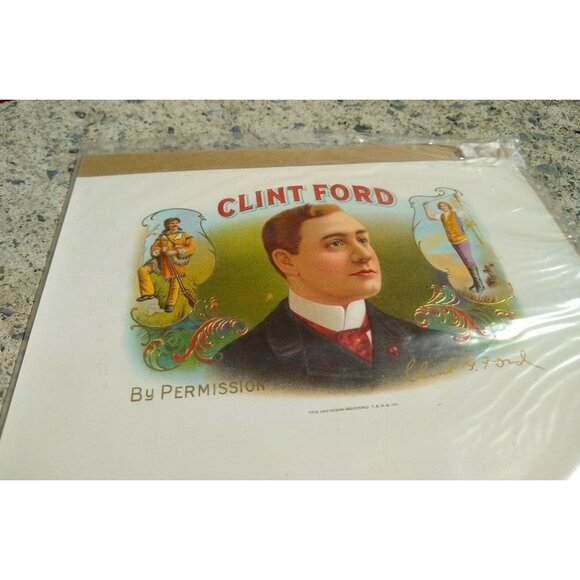 CLINT FORD Vintage Inner Cigar Box Label - Picture 3 of 3